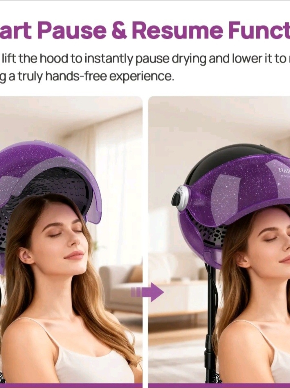 Purple Salon Hood Hair Dryer on Rolling Stand - Picture 4 of 6